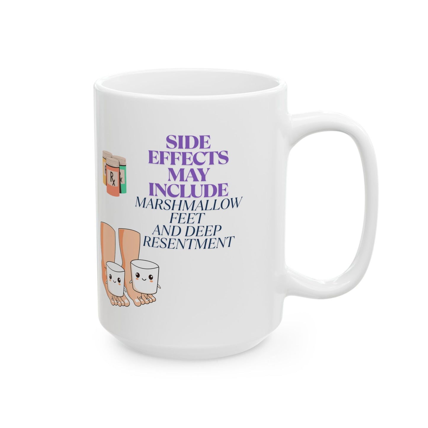 Funny Senior Coffee Mug ‘Side Effects May Include Marshmallow Feet and Deep Resentment’ – Sarcastic Senior Merch, Dark Humor Coffee Cup, Perfect Retirement Gift for Seniors, Grandparents, and Aging Legends