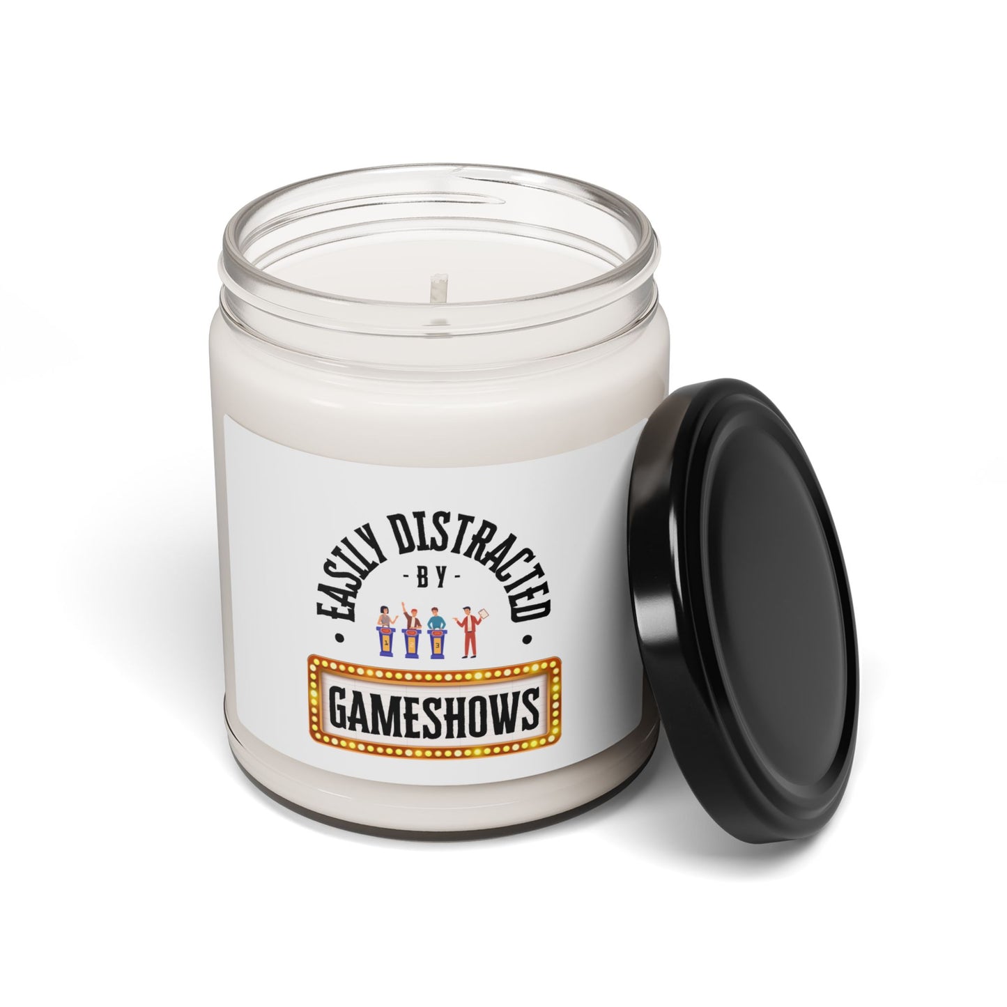 Funny Scented Soy Candle for Seniors – “Easily Distracted By Gameshows” – Sarcastic Senior Merch & Dark Humored Retirement Gift