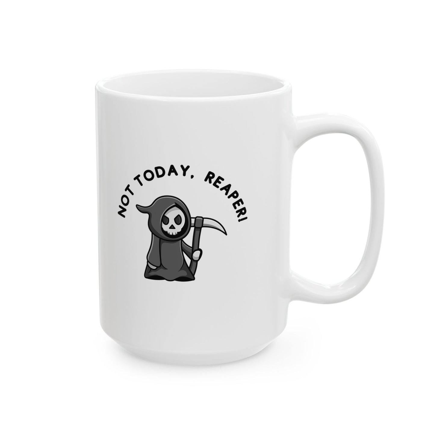 Funny Senior Coffee Mug ‘Not Today, Reaper!’ – Sarcastic Senior Merch, Dark Humor Coffee Cup, Perfect Retirement Gift for Seniors, Grandparents, and Aging Legends