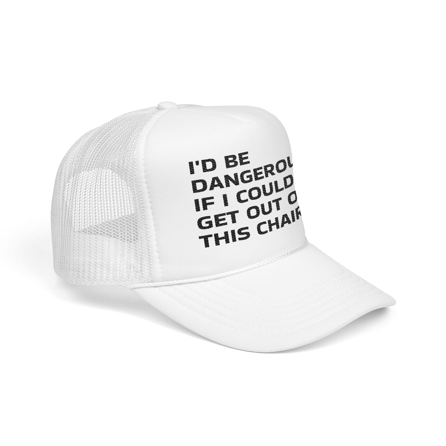 Funny Senior Hat – “I’d Be Dangerous If I Could Get Out of This Chair” – Sarcastic Senior Merch & Dark Humored Retirement Gift