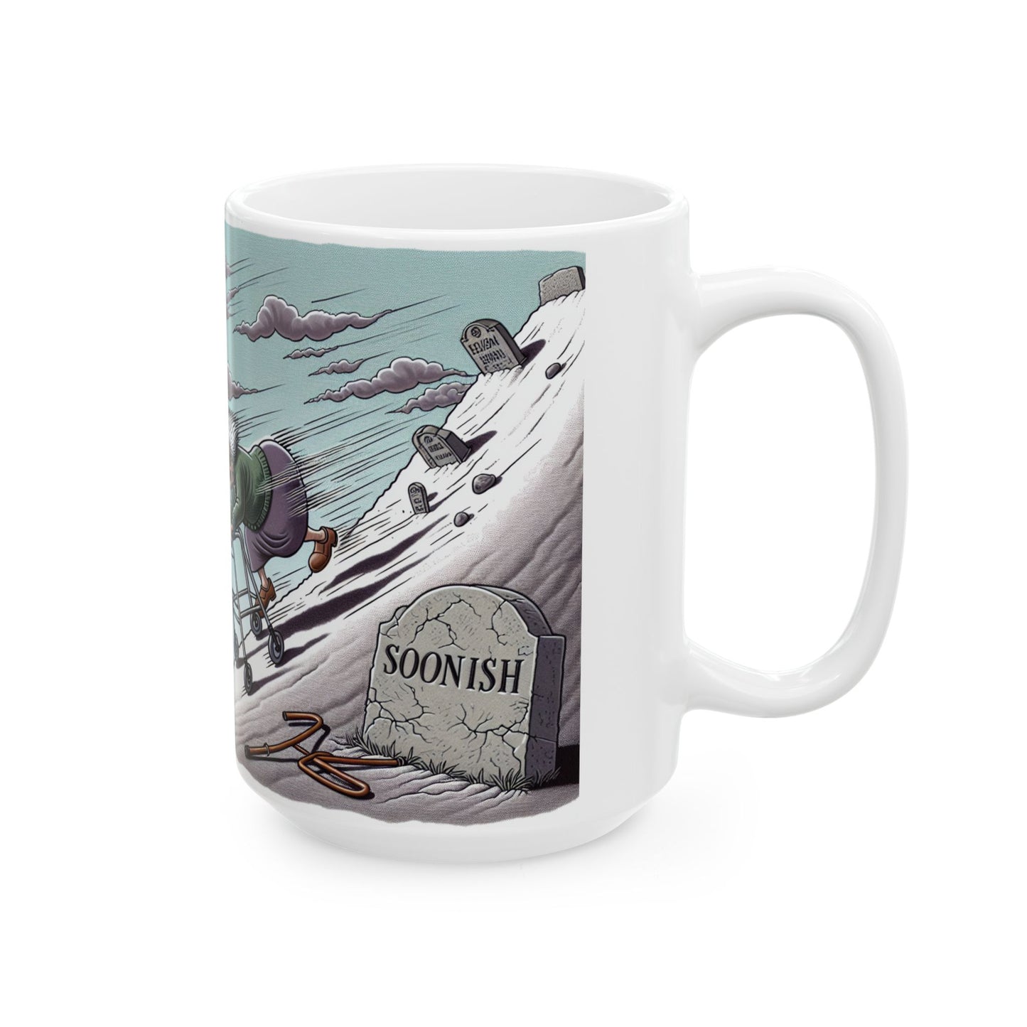 Funny Senior Coffee Mug ‘They Say Aging Is Graceful...Mine’s More Of A Violent Slide’ – Sarcastic Senior Merch, Dark Humor Coffee Cup, Perfect Retirement Gift for Seniors, Grandparents, and Aging Legends