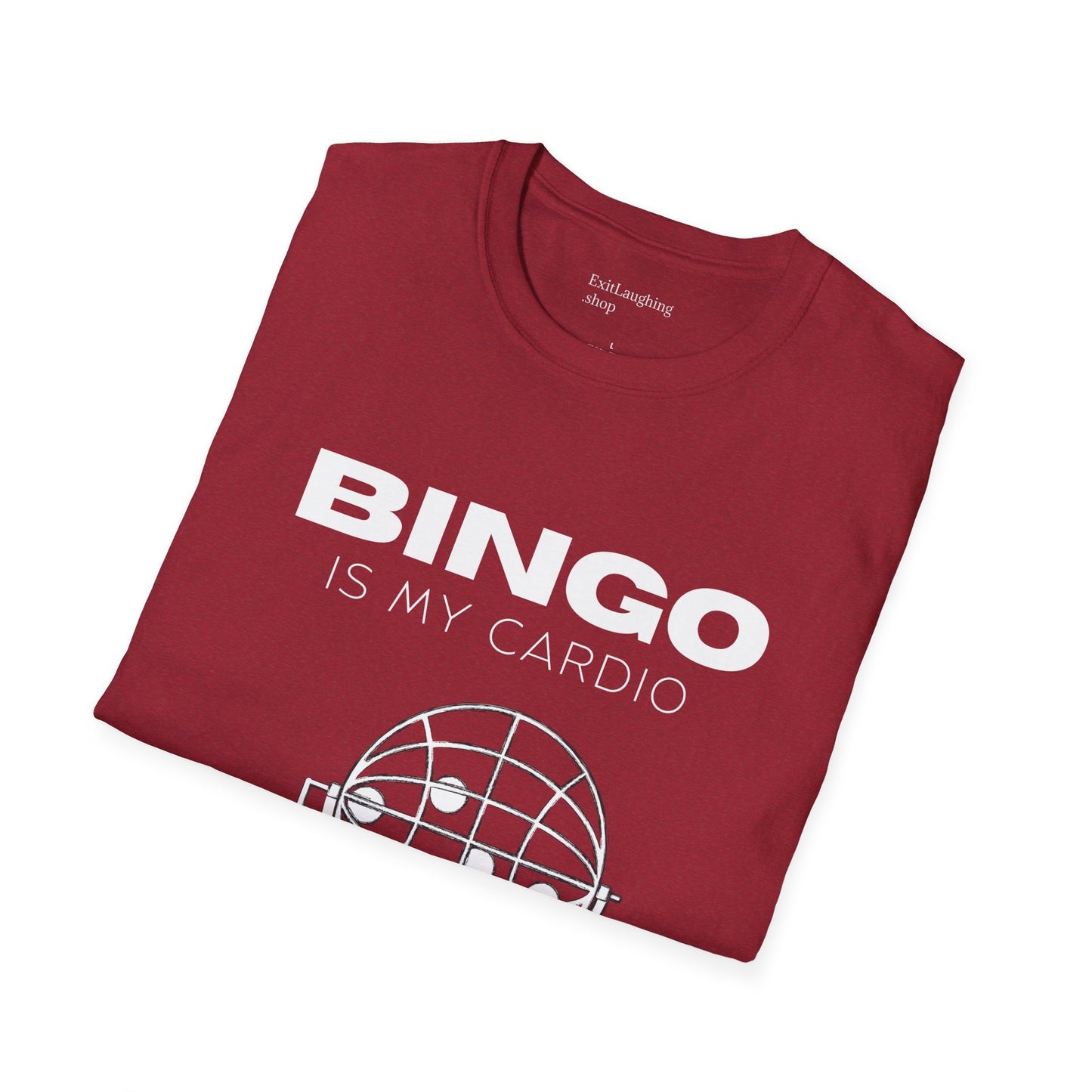 Funny Senior Tee – “BINGO Is My Cardio” – Sarcastic Senior Merch, Dark Humor Shirt & Funny Aging T-Shirt, Perfect Retirement Gift for Seniors