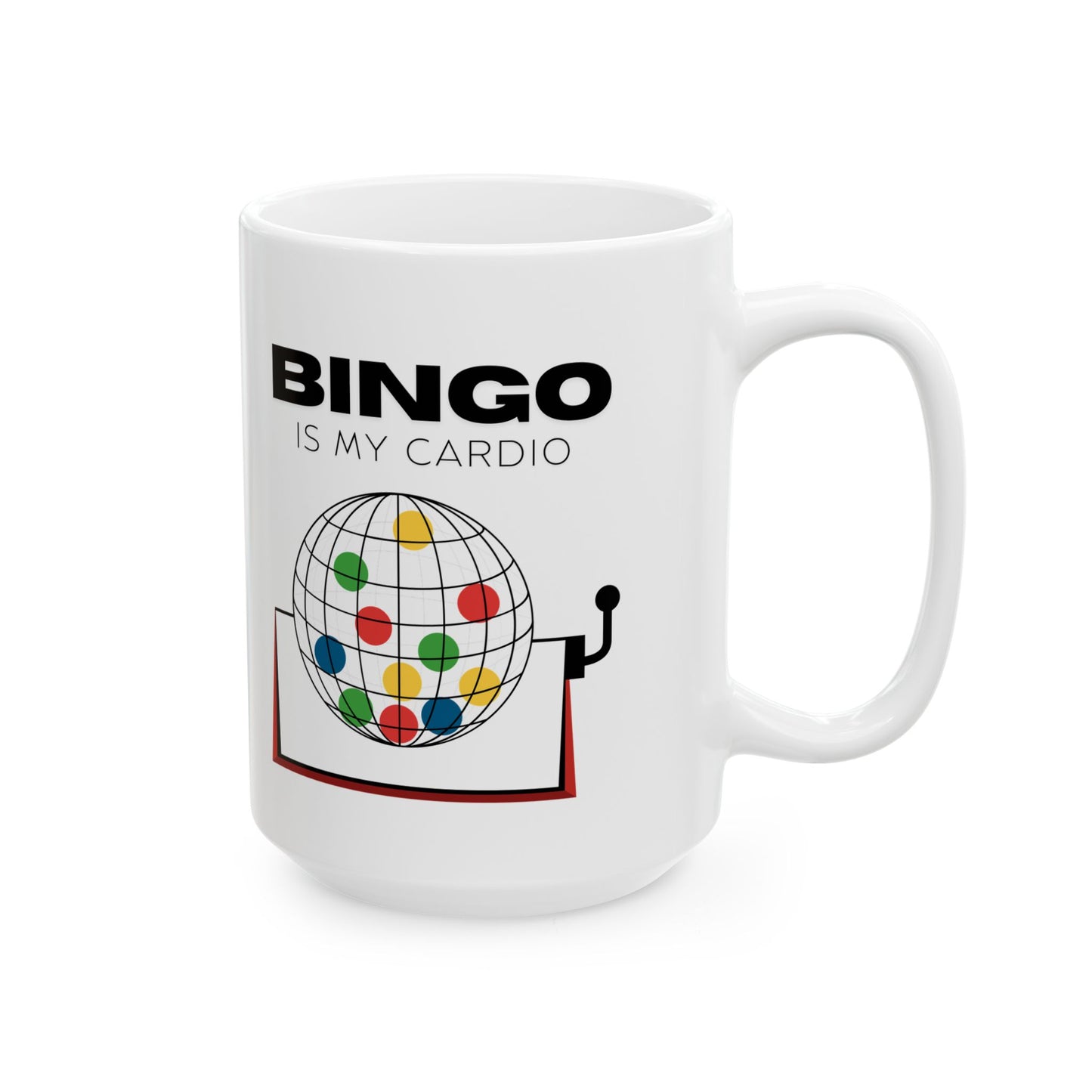 Funny Senior Coffee Mug ‘Bingo Is My Cardio’ – Sarcastic Senior Merch, Dark Humor Coffee Cup, Perfect Retirement Gift for Seniors, Grandparents, and Aging Legends