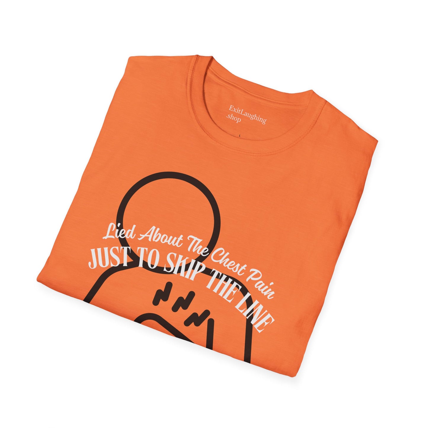 Funny Senior Tee – “I Lied About Chest Pain Just to Skip the Line” – Sarcastic Senior Merch, Dark Humor Shirt & Funny Aging T-Shirt, Perfect Retirement Gift for Seniors