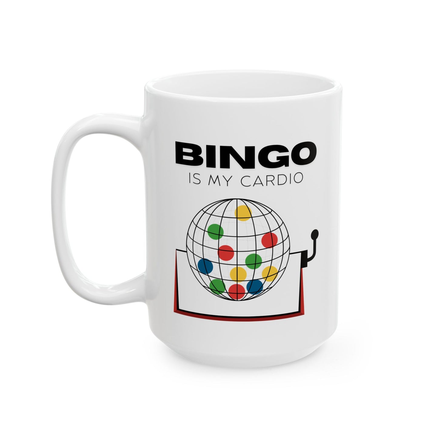 Funny Senior Coffee Mug ‘Bingo Is My Cardio’ – Sarcastic Senior Merch, Dark Humor Coffee Cup, Perfect Retirement Gift for Seniors, Grandparents, and Aging Legends