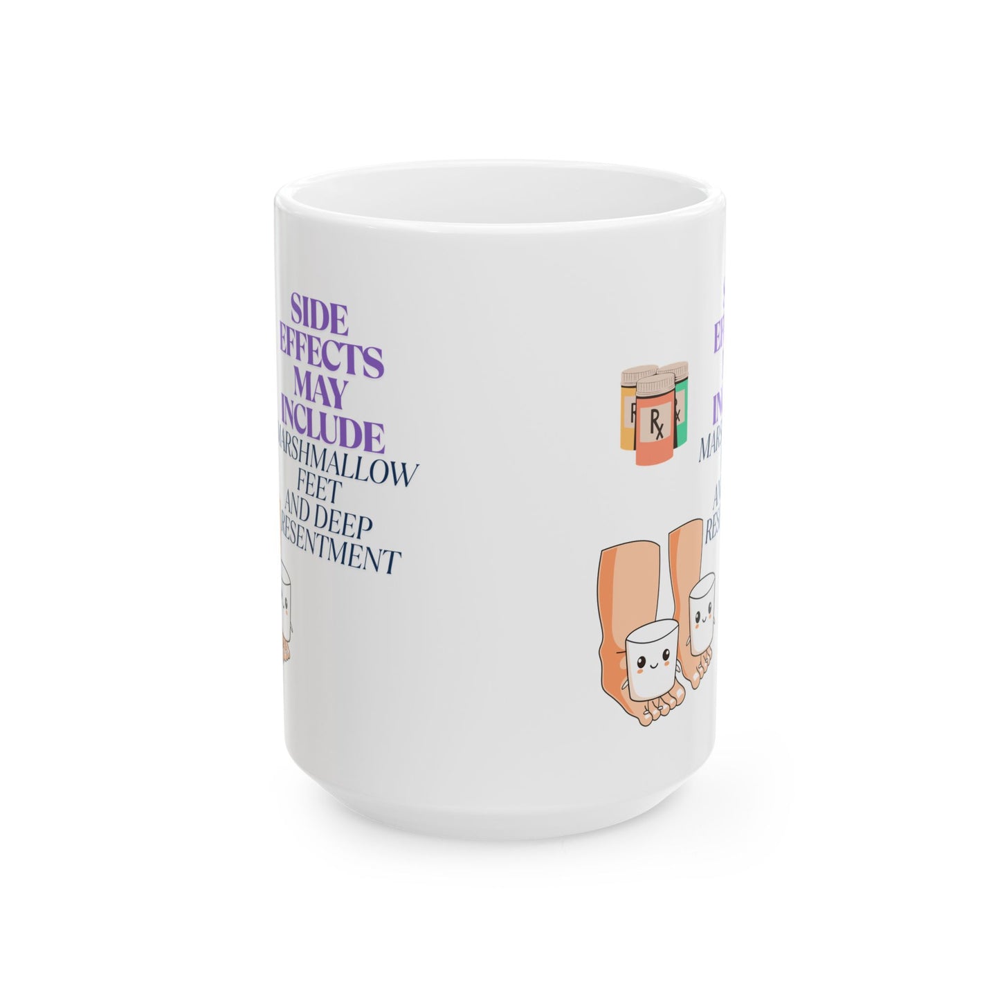 Funny Senior Coffee Mug ‘Side Effects May Include Marshmallow Feet and Deep Resentment’ – Sarcastic Senior Merch, Dark Humor Coffee Cup, Perfect Retirement Gift for Seniors, Grandparents, and Aging Legends