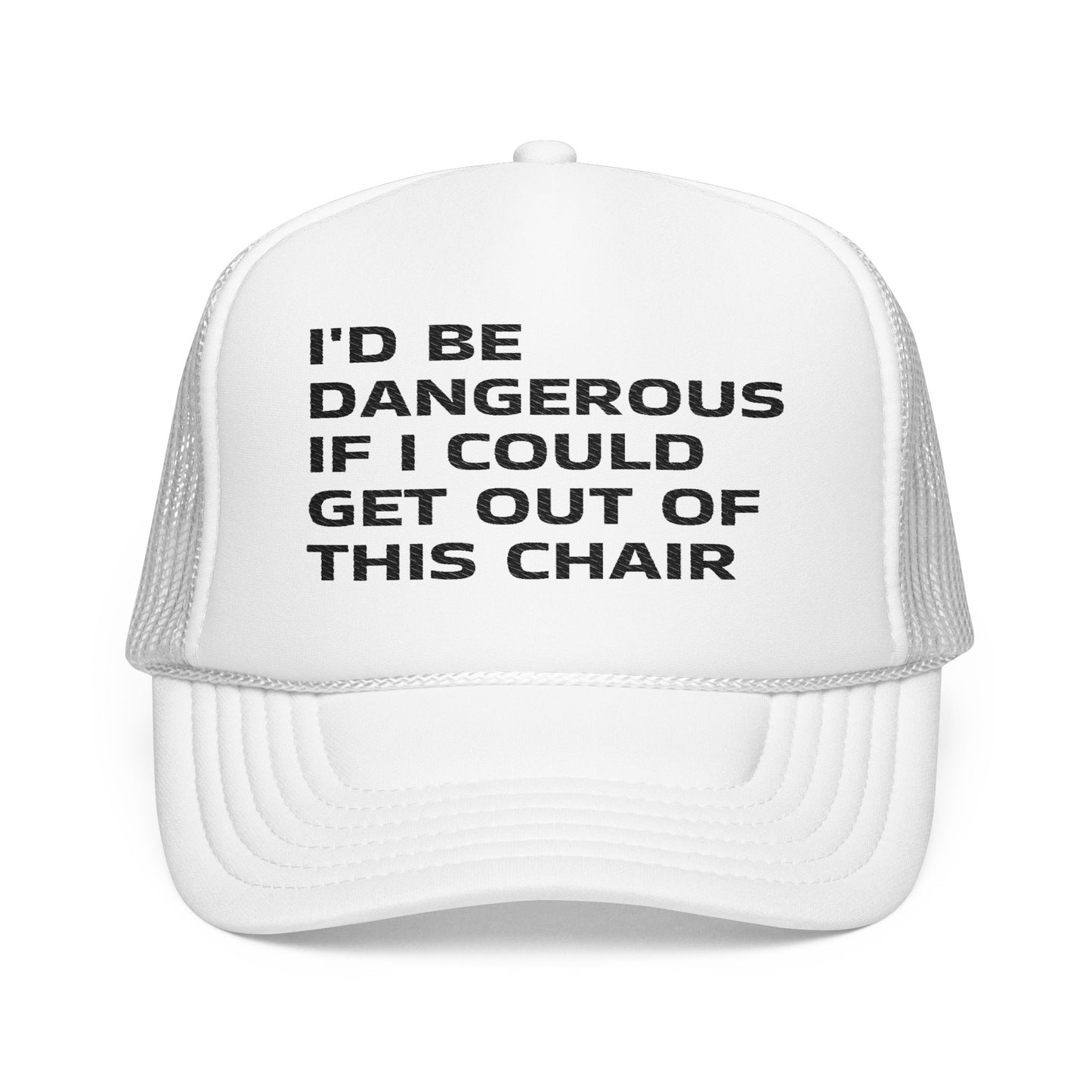 Funny Senior Hat – “I’d Be Dangerous If I Could Get Out of This Chair” – Sarcastic Senior Merch & Dark Humored Retirement Gift