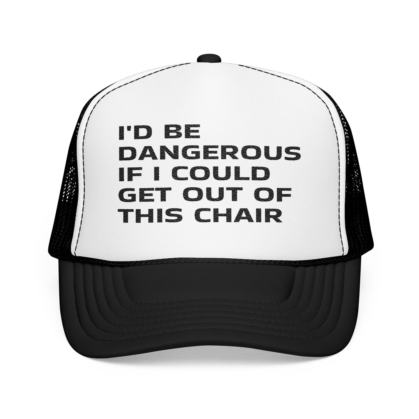 Funny Senior Hat – “I’d Be Dangerous If I Could Get Out of This Chair” – Sarcastic Senior Merch & Dark Humored Retirement Gift