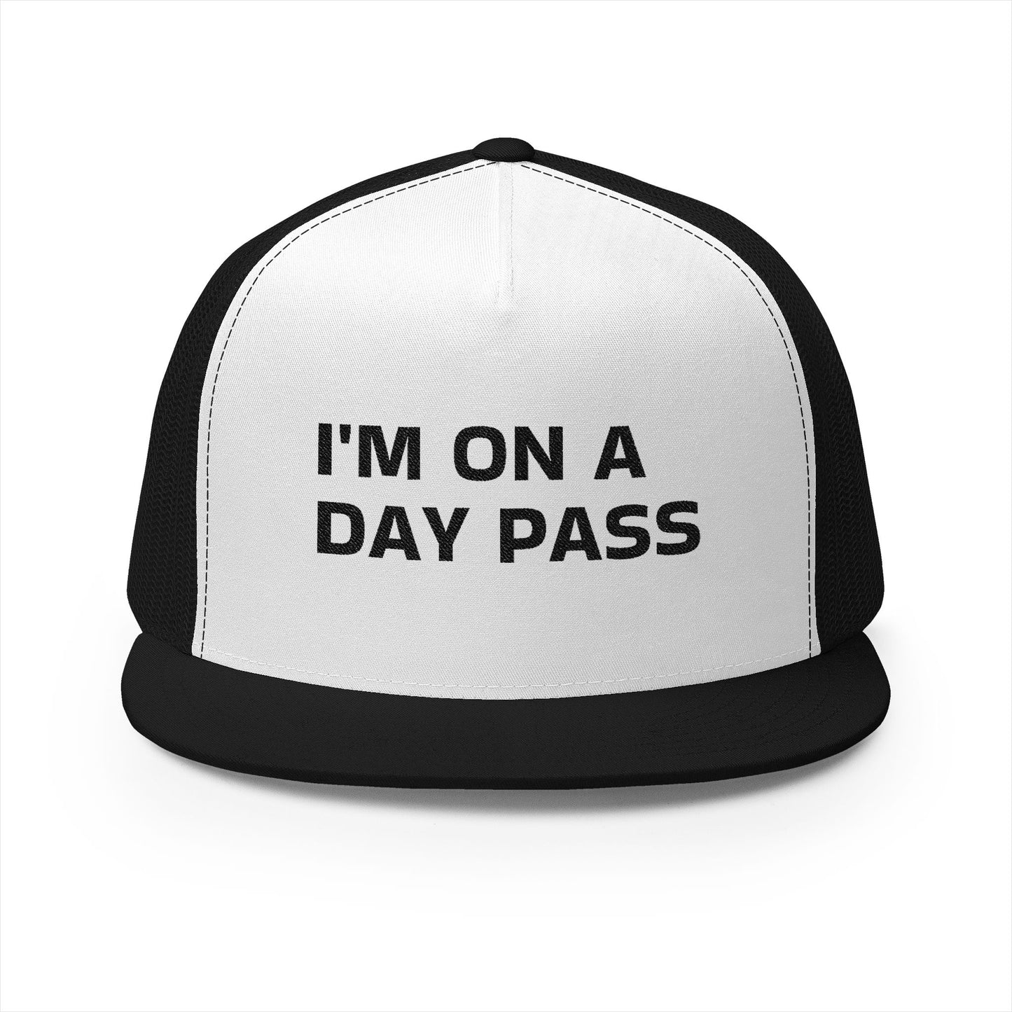 Funny Senior Hat – “I’m On a Day Pass” – Sarcastic Senior Merch & Dark Humored Retirement Gift