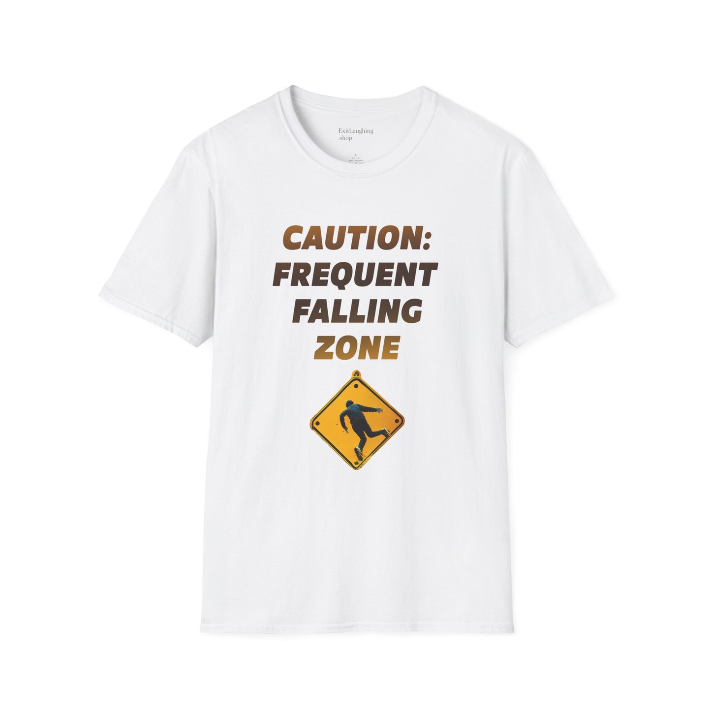 Funny Senior Tee – “Caution: Frequent Falling Zone” – Sarcastic Senior Merch, Dark Humor Shirt & Funny Aging T-Shirt, Perfect Retirement Gift for Seniors Who Trip Over Air