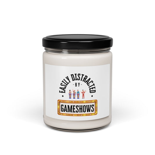 Funny Scented Soy Candle for Seniors – “Easily Distracted By Gameshows” – Sarcastic Senior Merch & Dark Humored Retirement Gift
