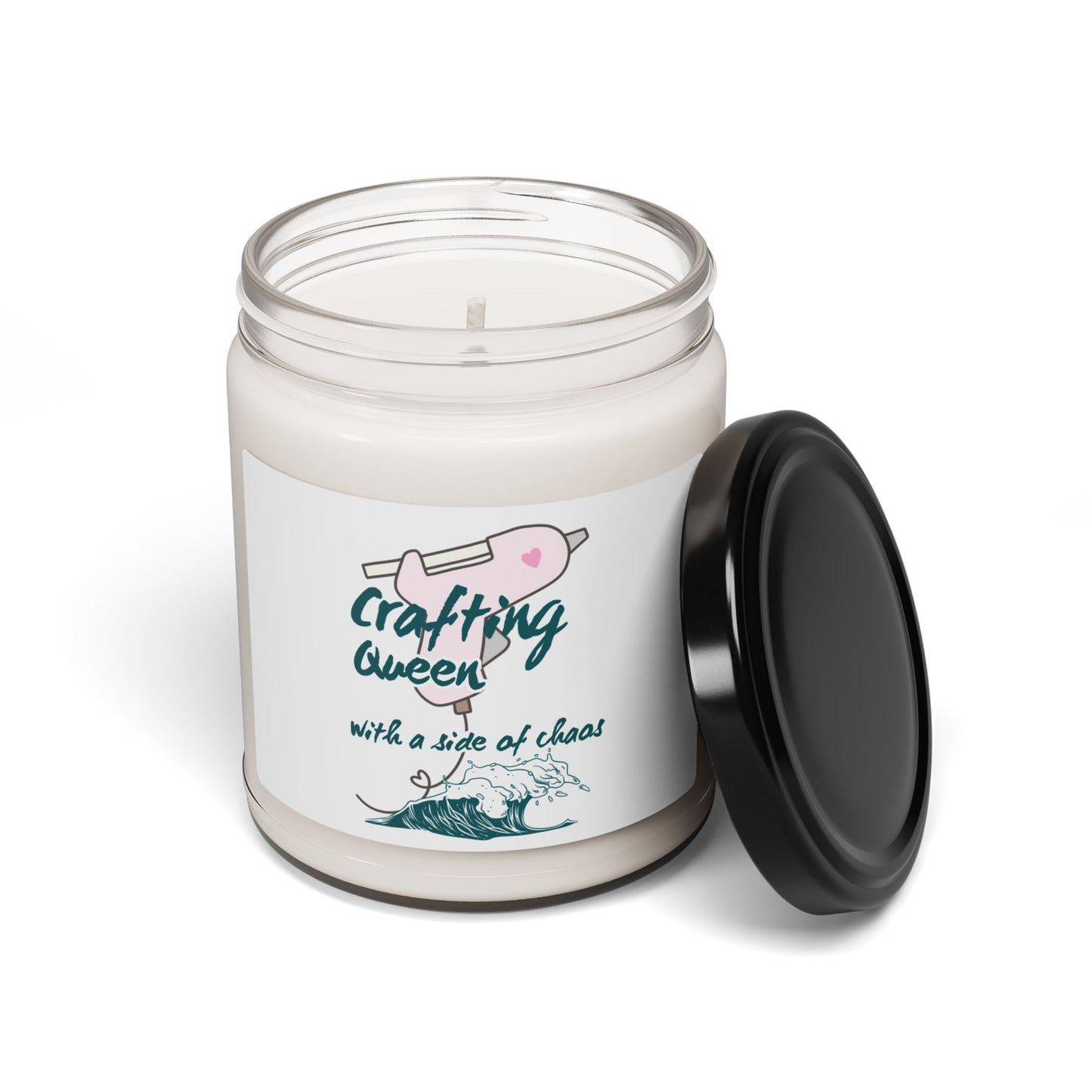 Funny Scented Soy Candle for Seniors – “Crafting Queen, With a Side of Chaos” – Sarcastic Senior Merch & Dark Humored Retirement Gift