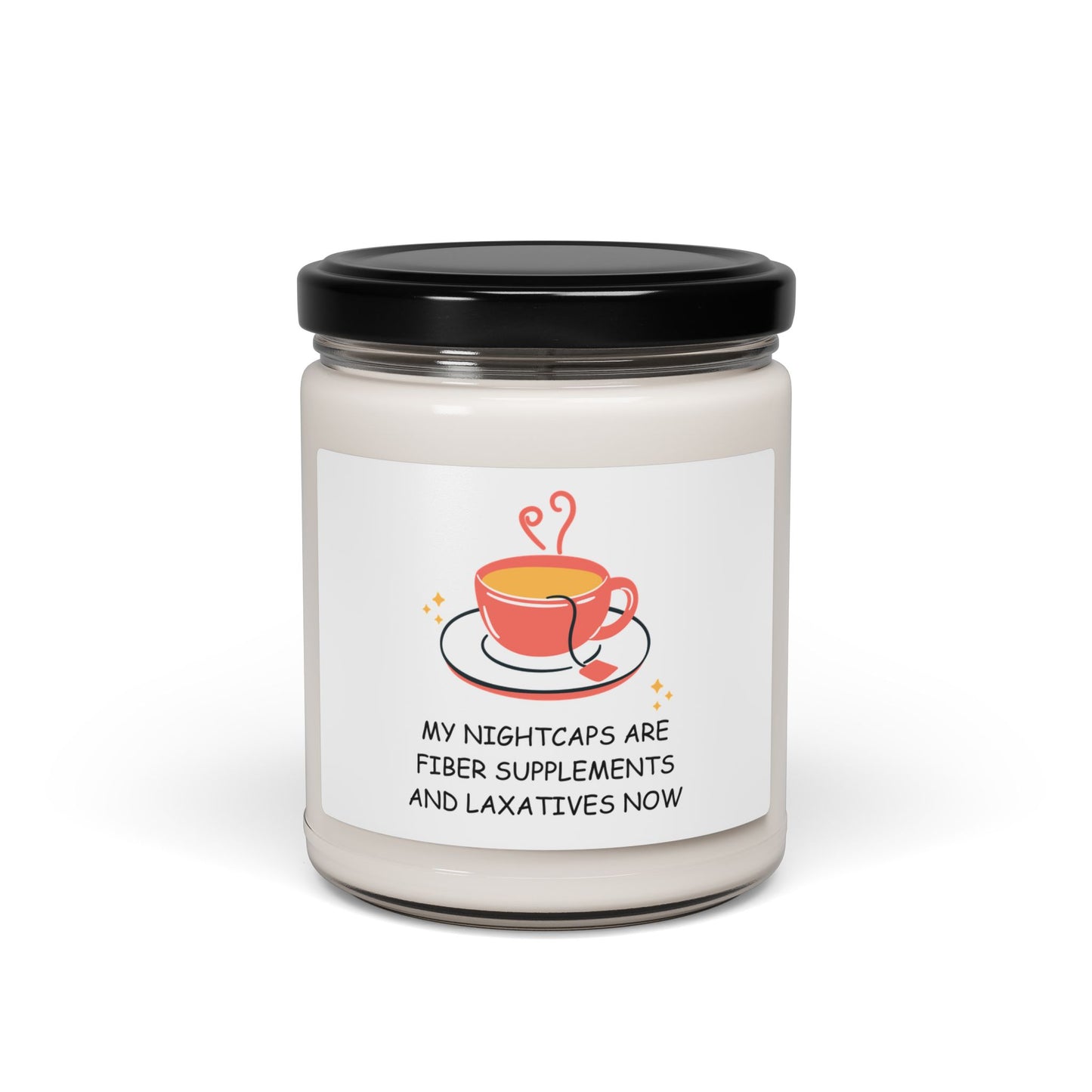 Funny Scented Soy Candle for Seniors – “My Nightcaps Are Fiber Supplements and Laxatives Now” – Sarcastic Senior Merch & Dark Humored Retirement Gift