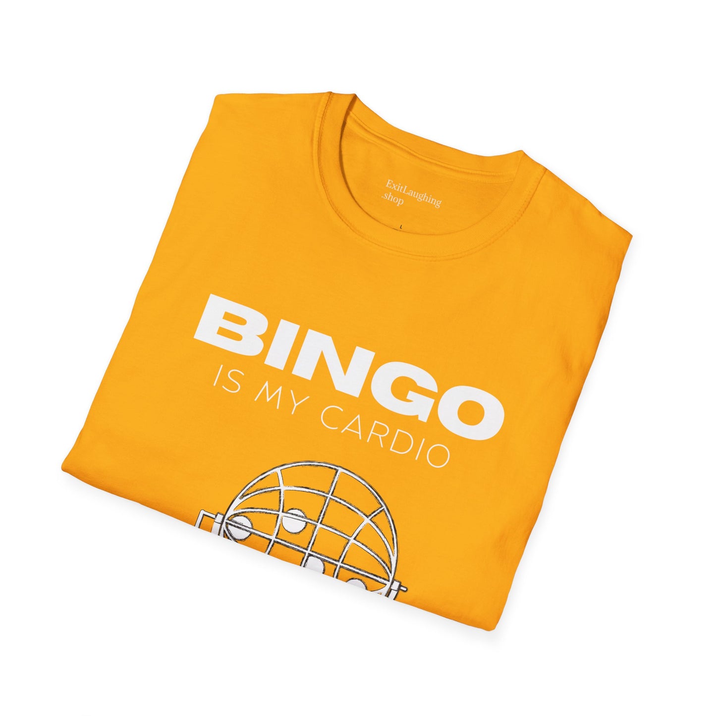 Funny Senior Tee – “BINGO Is My Cardio” – Sarcastic Senior Merch, Dark Humor Shirt & Funny Aging T-Shirt, Perfect Retirement Gift for Seniors