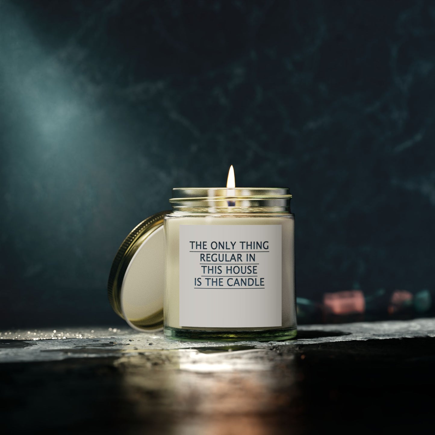 Funny Scented Soy Candle for Seniors – “The Only Thing Regular In The House Is The Candle” – Sarcastic Senior Merch & Dark Humored Retirement Gift
