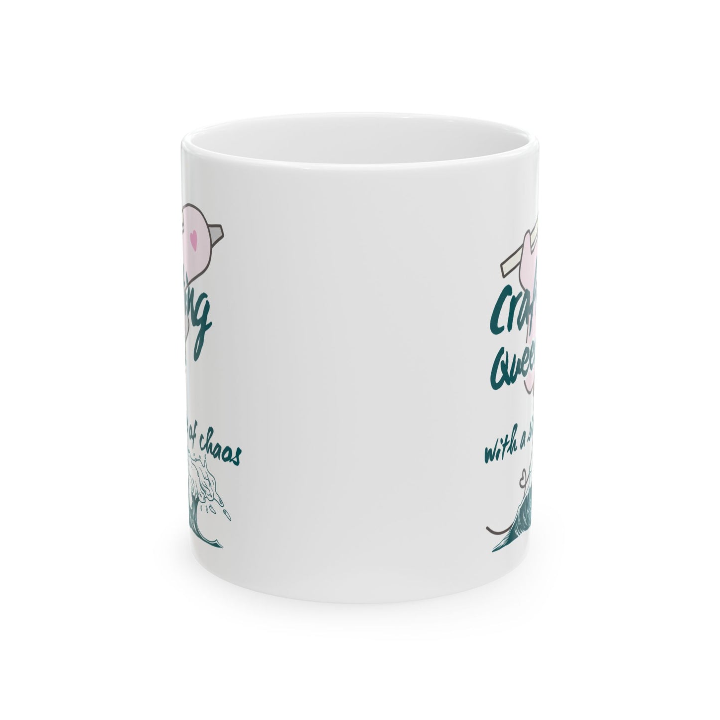 Funny Senior Coffee Mug ‘Crafting Queen, with a Side of Chaos’ – Sarcastic Senior Merch, Dark Humor Cup, Perfect Retirement Gift for Seniors, Grandparents, and Aging Legends