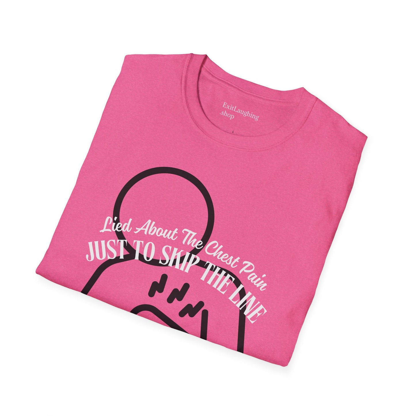 Funny Senior Tee – “I Lied About Chest Pain Just to Skip the Line” – Sarcastic Senior Merch, Dark Humor Shirt & Funny Aging T-Shirt, Perfect Retirement Gift for Seniors