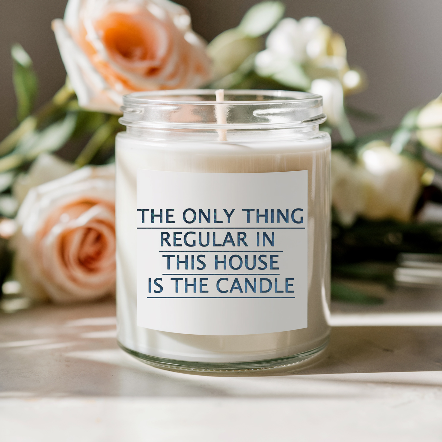 Funny Scented Soy Candle for Seniors – “The Only Thing Regular In The House Is The Candle” – Sarcastic Senior Merch & Dark Humored Retirement Gift