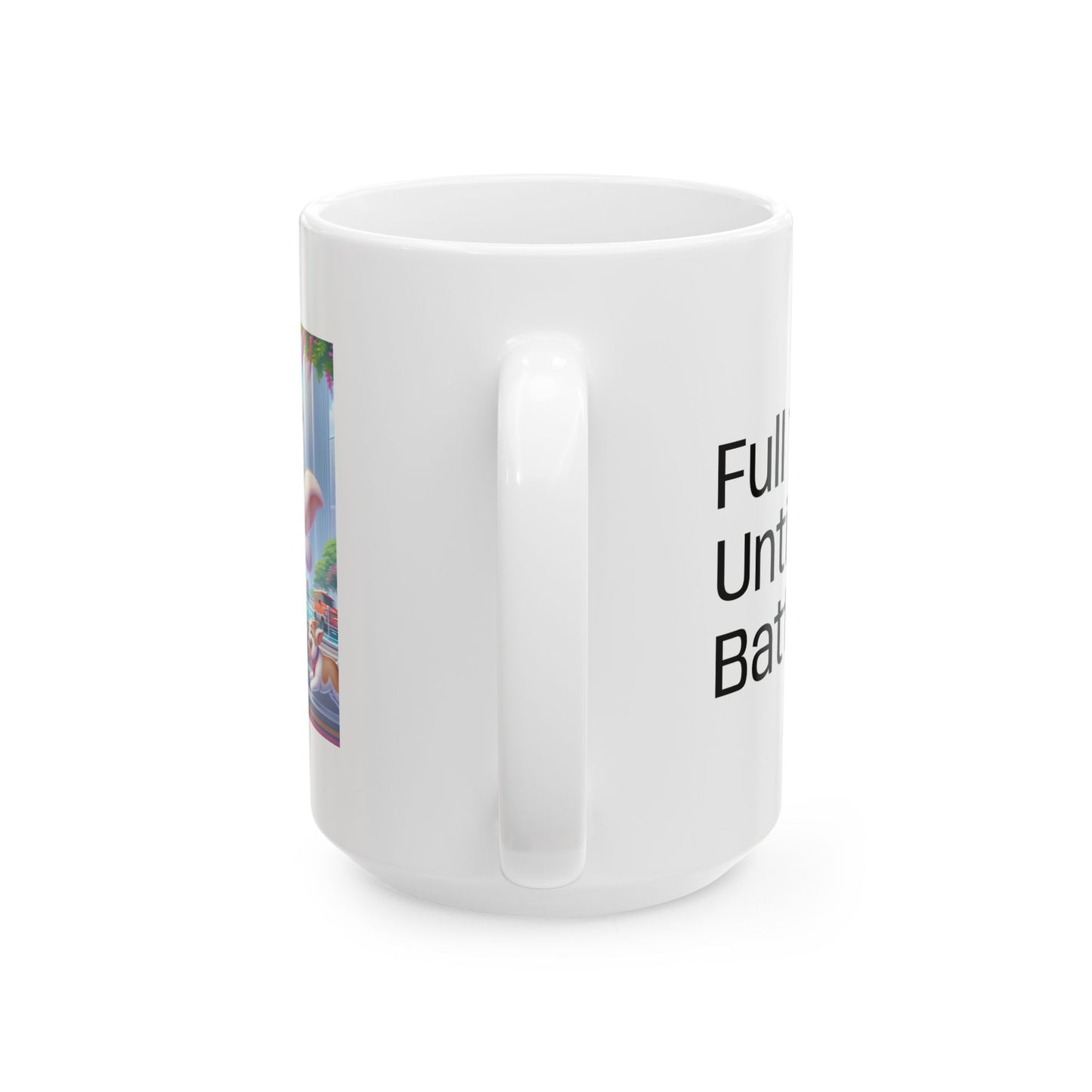 Funny Senior Coffee Mug ‘Full Throttle! Until the Battery Dies’ – Sarcastic Senior Merch, Dark Humor Coffee Cup, Perfect Retirement Gift for Seniors, Grandparents, and Aging Legends