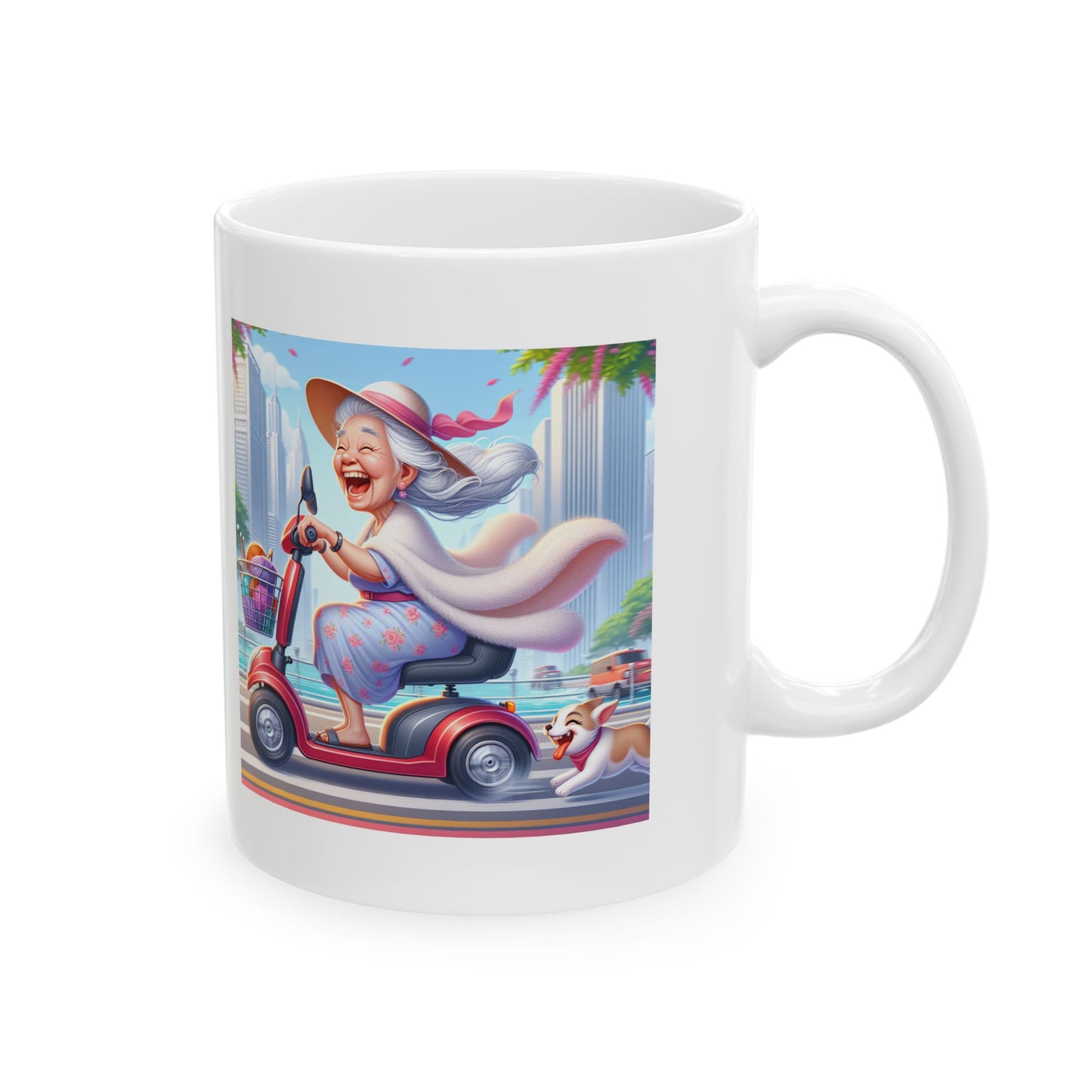 Funny Senior Coffee Mug ‘Full Throttle! Until the Battery Dies’ – Sarcastic Senior Merch, Dark Humor Coffee Cup, Perfect Retirement Gift for Seniors, Grandparents, and Aging Legends