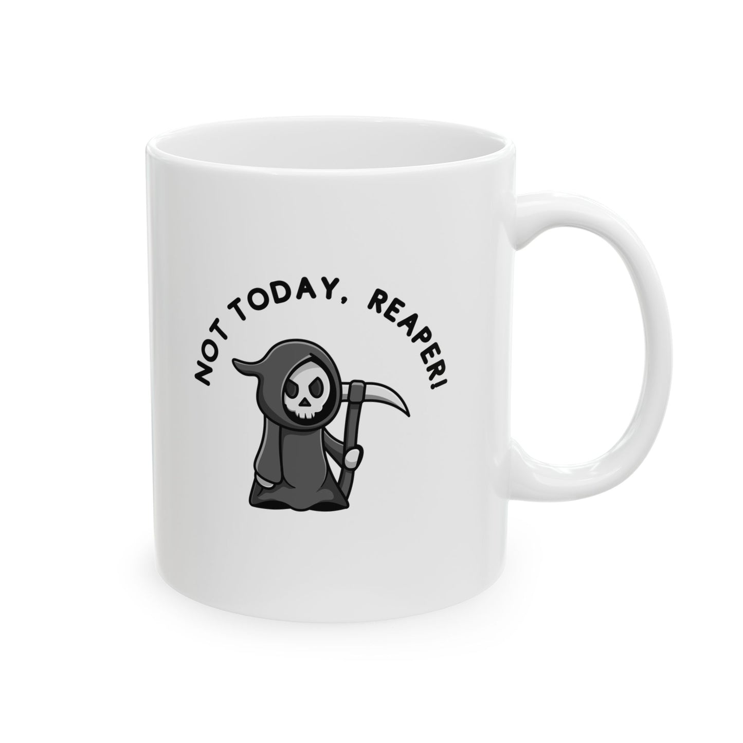 Funny Senior Coffee Mug ‘Not Today, Reaper!’ – Sarcastic Senior Merch, Dark Humor Coffee Cup, Perfect Retirement Gift for Seniors, Grandparents, and Aging Legends