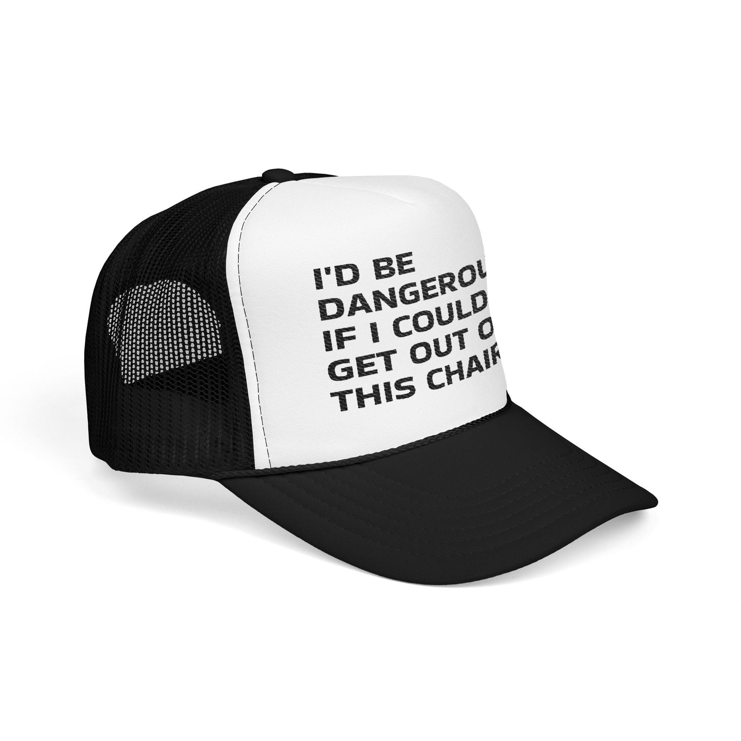 Funny Senior Hat – “I’d Be Dangerous If I Could Get Out of This Chair” – Sarcastic Senior Merch & Dark Humored Retirement Gift
