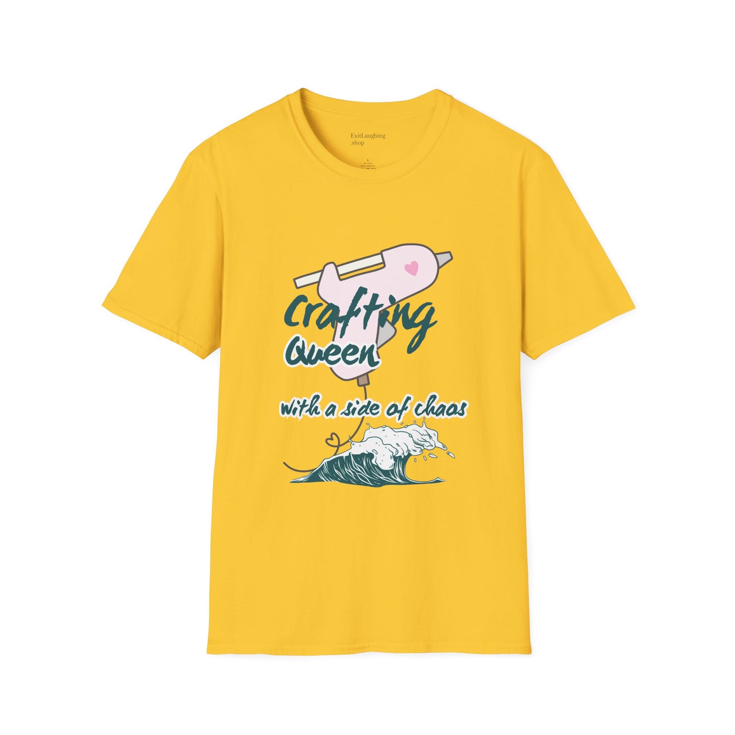 Funny Senior Tee – “Crafting Queen with a Side of Chaos” – Sarcastic Senior Merch, Dark Humor Shirt & Funny Aging T-Shirt, Perfect Retirement Gift