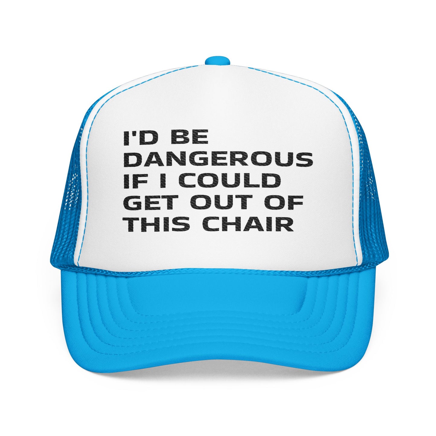 Funny Senior Hat – “I’d Be Dangerous If I Could Get Out of This Chair” – Sarcastic Senior Merch & Dark Humored Retirement Gift