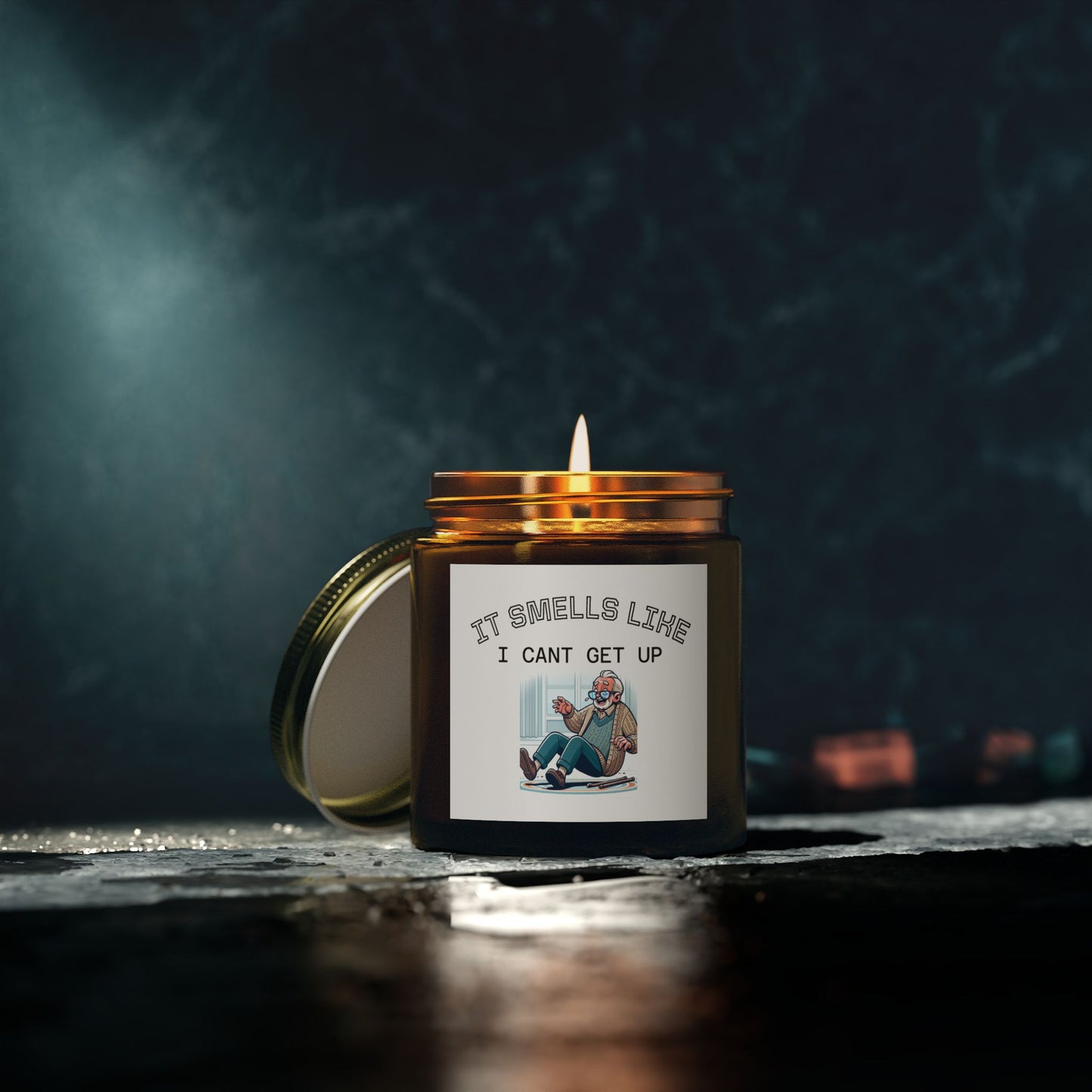 Funny Scented Soy Candle for Seniors – “It Smells Like I Can’t Get Up” Sarcastic Senior Merch & Dark Humored Retirement Gift