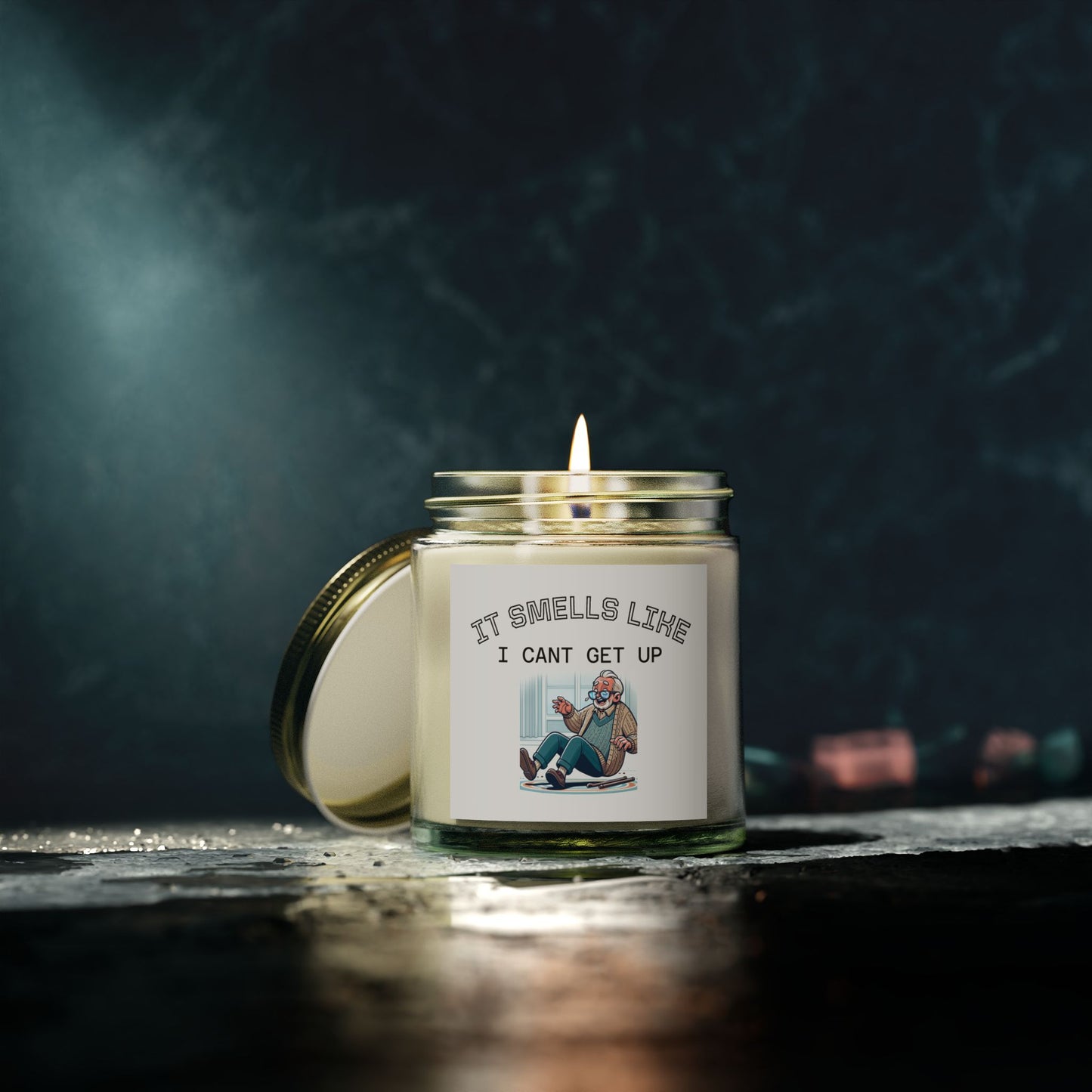 Funny Scented Soy Candle for Seniors – “It Smells Like I Can’t Get Up” Sarcastic Senior Merch & Dark Humored Retirement Gift