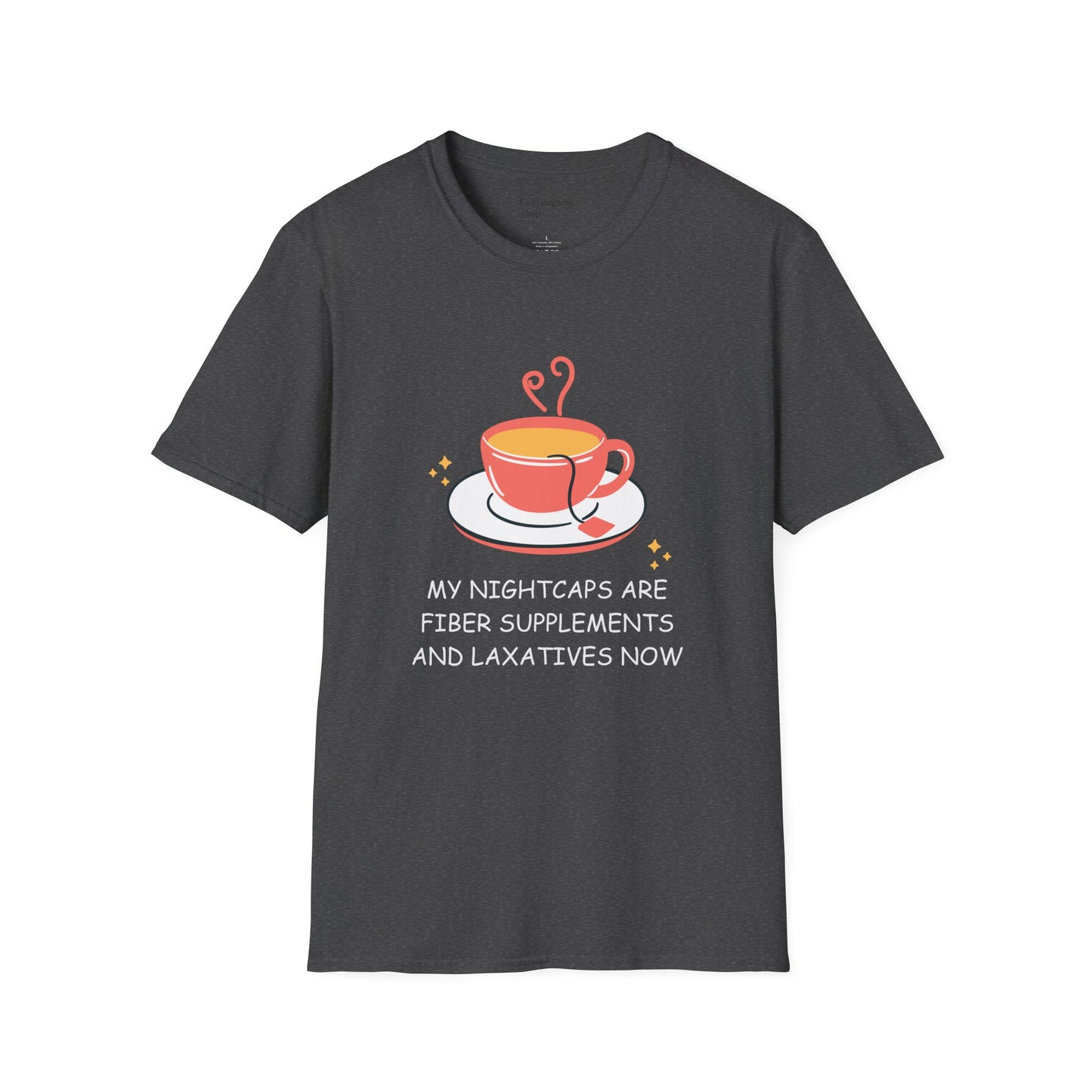Funny Senior Tee – “My Nightcaps Are Fiber Supplements and Laxatives Now” – Sarcastic Senior Merch, Dark Humor Shirt & Funny Aging T-Shirt, Hilarious Retirement Gift for Seniors