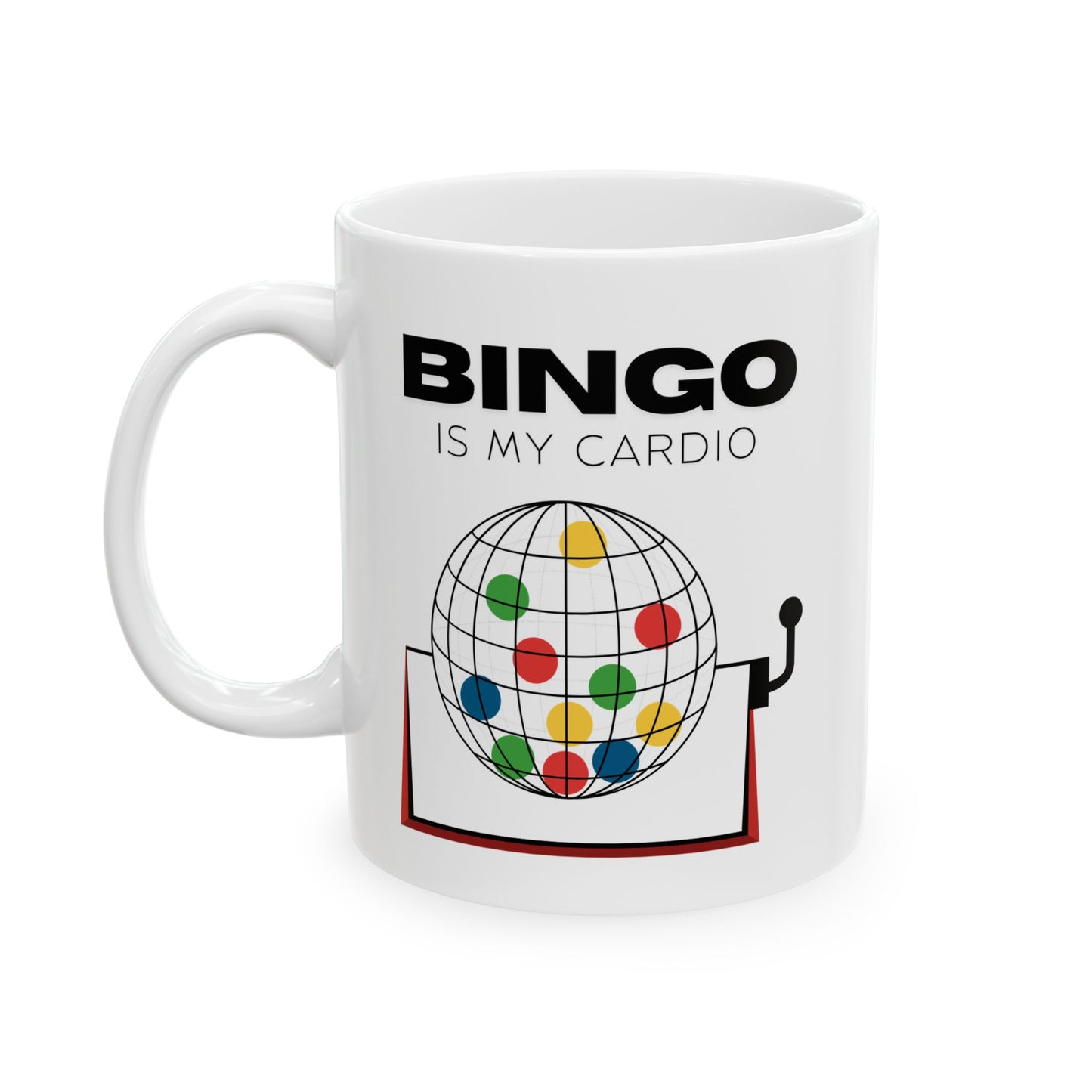 Funny Senior Coffee Mug ‘Bingo Is My Cardio’ – Sarcastic Senior Merch, Dark Humor Coffee Cup, Perfect Retirement Gift for Seniors, Grandparents, and Aging Legends