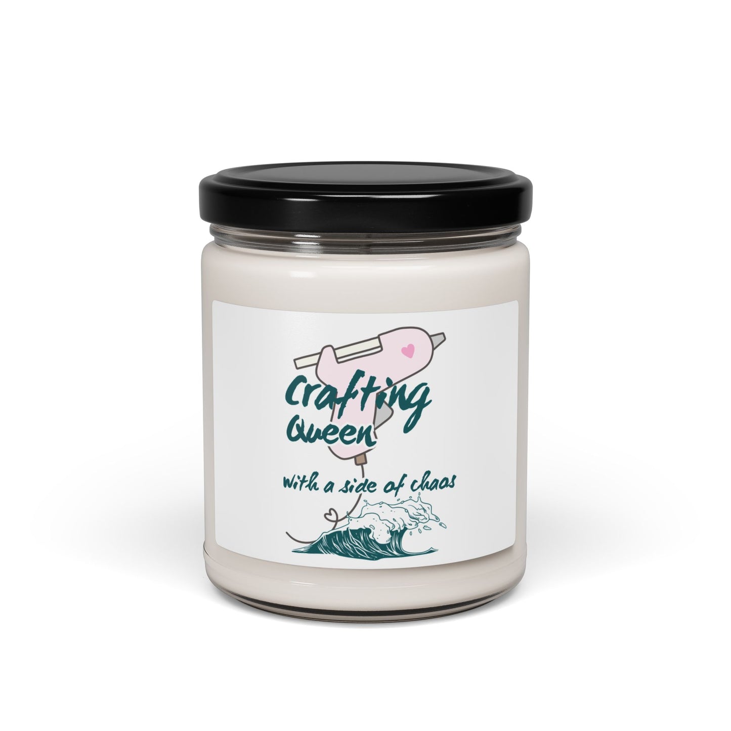 Funny Scented Soy Candle for Seniors – “Crafting Queen, With a Side of Chaos” – Sarcastic Senior Merch & Dark Humored Retirement Gift