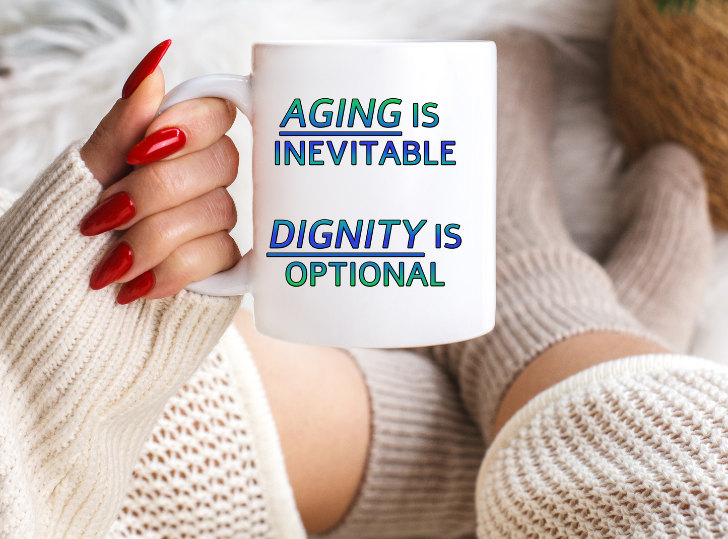 Funny Senior Coffee Mug ‘Aging Is Mandatory, Dignity Is Optional’ – Sarcastic Senior Merch, Dark Humor Coffee Cup, Perfect Retirement Gift for Seniors, Grandparents, and Aging Legends