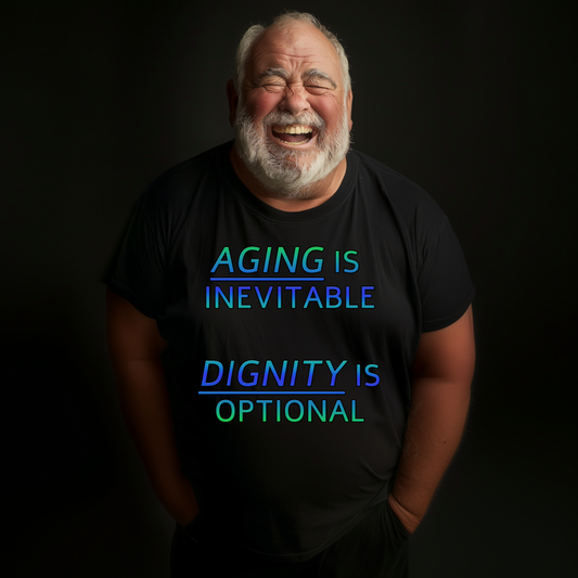 Funny Senior Tee – “Aging Is Inevitable, Dignity Is Optional” – Sarcastic Senior Merch, Dark Humor Shirt & Funny Aging T-Shirt, Perfect Retirement Gift