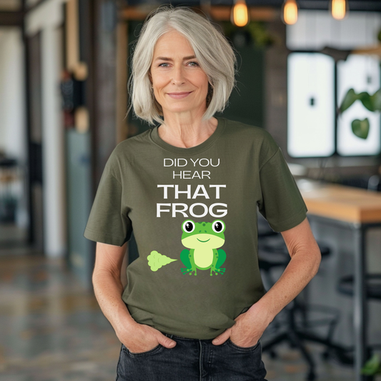 Funny Senior Tee – “Did You Hear That Frog?” – Sarcastic Senior Merch, Dark Humor Shirt & Funny Aging T-Shirt, Perfect Retirement Gift