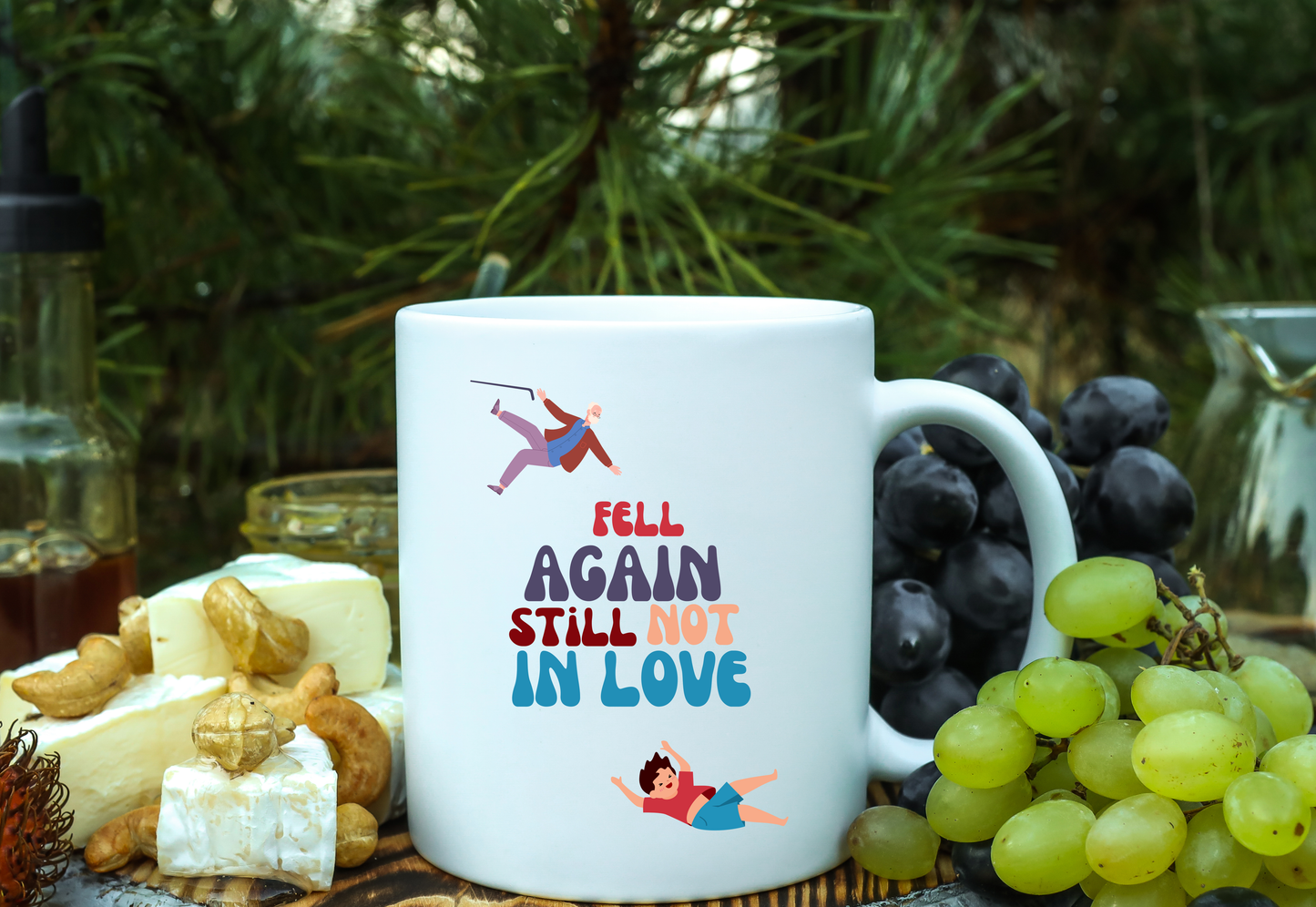 Funny Senior Coffee Mug ‘Fell Again. Still Not In Love.’ – Sarcastic Senior Merch, Dark Humor Coffee Cup, Perfect Retirement Gift for Seniors, Grandparents, and Aging Legends